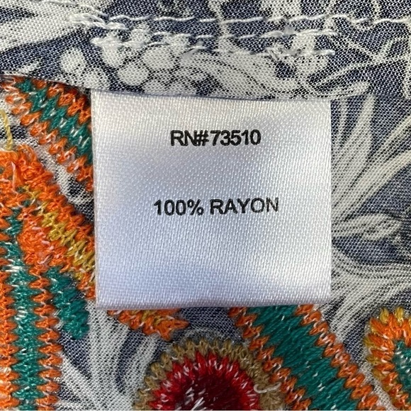 Ivy Jane Embroidered Tunic Blue White Orange Size XS - Picture 9 of 11